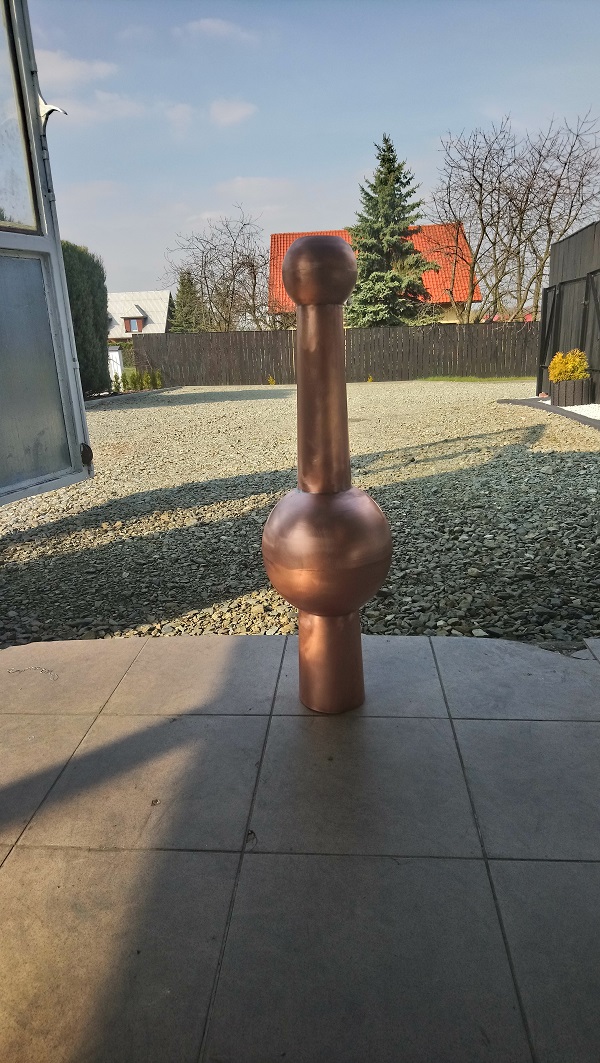 Zwieńczenie wieży Φ 250mm, h 850 mm. Materiał wykonania: blacha, miedź